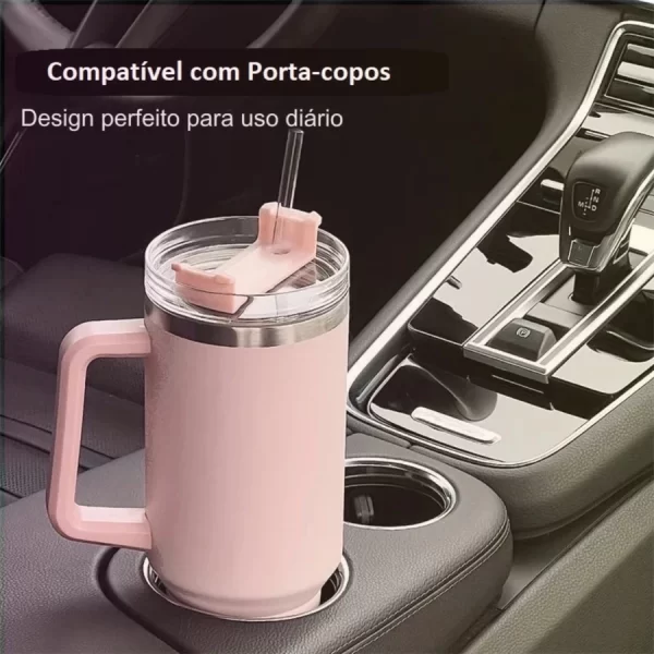 Copo Garrafa Térmica Inox 1200ml Parede Dupla tampa Canudo Premium - Image 4