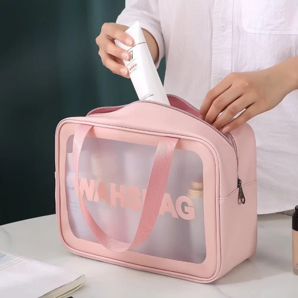 Kit 3 Necessaire Maquiagem Transparente WashBag a Prova De Água - Image 4