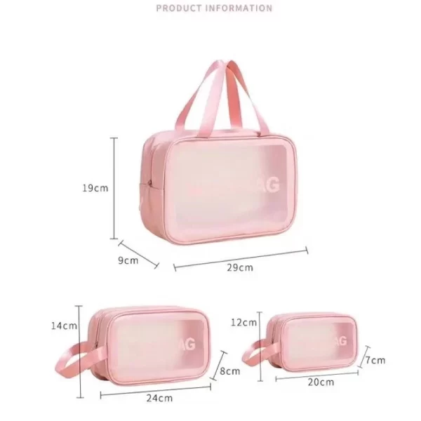 Kit 3 Necessaire Maquiagem Transparente WashBag a Prova De Água - Image 2