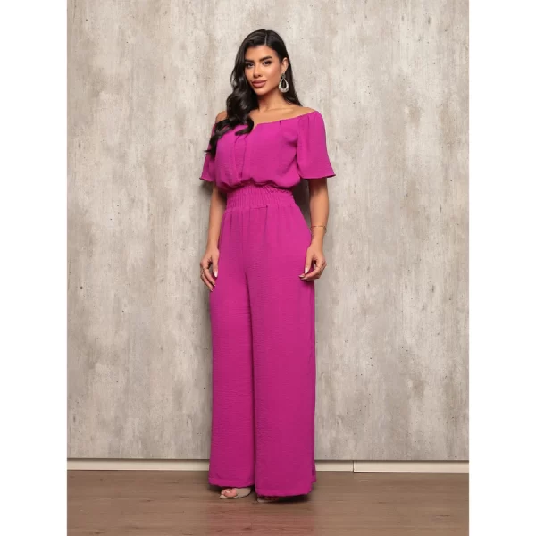 Macacão Longo Canoa Ombro a Ombro feminino Luxo Pantalona Alfaiataria Duna - Image 5