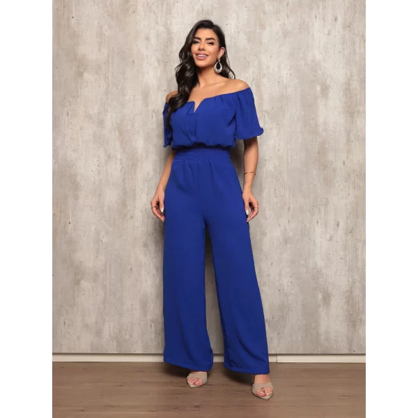 Macacão Longo Canoa Ombro a Ombro feminino Luxo Pantalona Alfaiataria Duna - Image 4