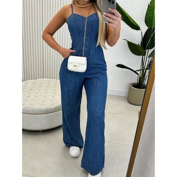 Macacão Feminino Jeans Pantalona Alça Regulável Moda Casual P ao GG PROMOÇÃO LANÇAMENTO! - Image 2