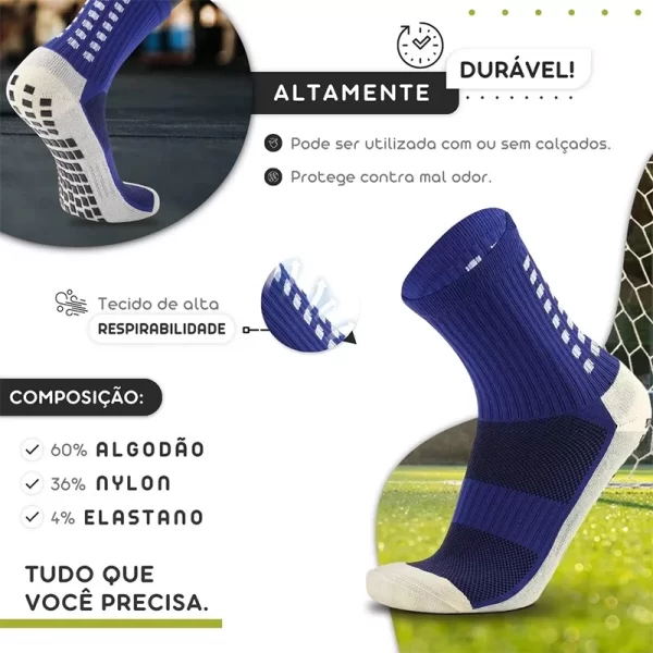 KIT 3 Meias Esportivas de Futebol de Algodão Antiderrapante de Alta Qualidade - Image 3