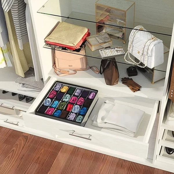 Organizador de Gaveta 33x30x10 24 ou 12 ou 6 Divisórias Dobrável Guarda Peças Intimas Sutiã Meias - Image 6