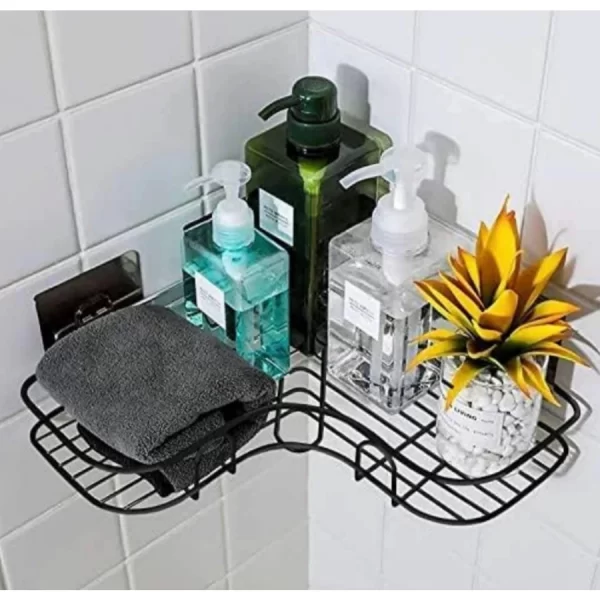 Kit 2 Prateleiras Suporte Com Alto Adesivos Para Parede Banheiro Cozinha lavanderia Shampoo E Sabonete - Image 2