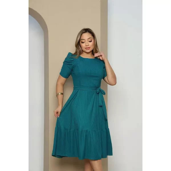 Vestido Moda Evangélica Midi Moda Crista Casual Feminino Malha - Image 5