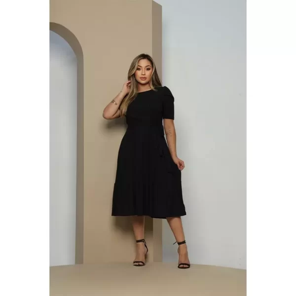 Vestido Moda Evangélica Midi Moda Crista Casual Feminino Malha - Image 4