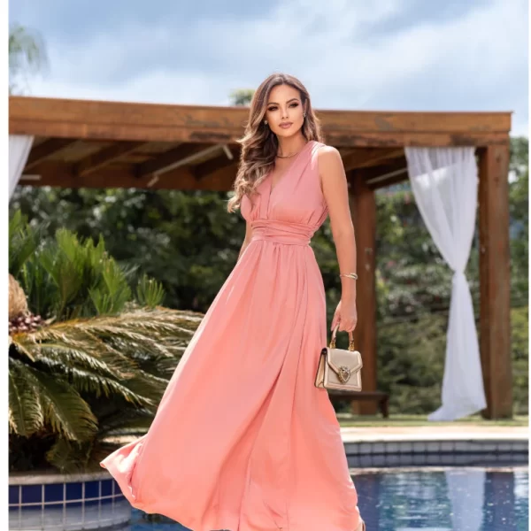 Vestido Longo Feminino /Leve e Confortável Várias Cores Blogueira Festa Eventos Casual - Image 5